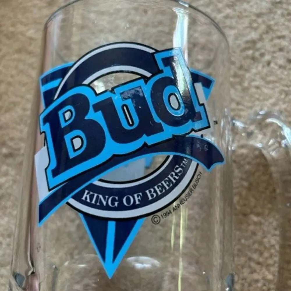 Bud King Of Beers Budweiser Heavy Glass Beer Mug